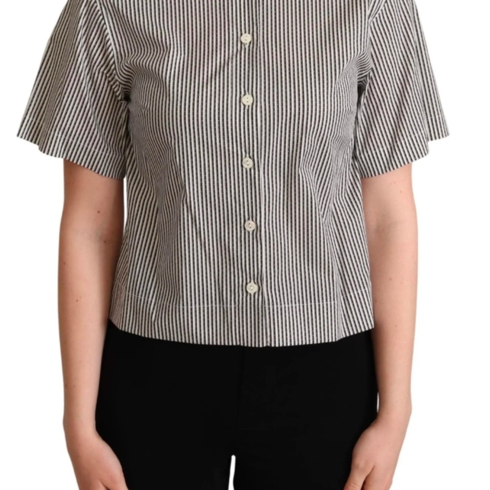 Dolce & Gabbana Sicilian Black and White Striped Button Down Shirt